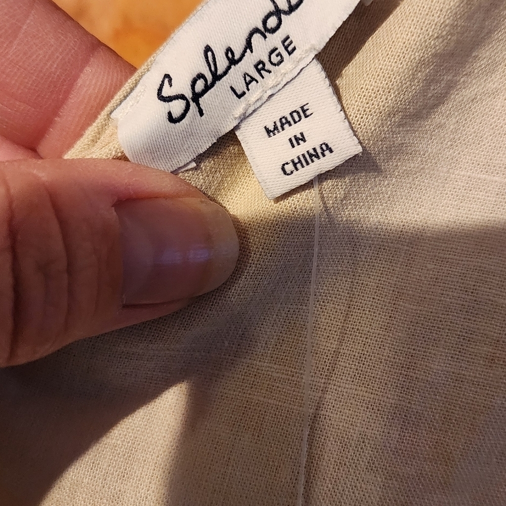 Splendid linen jumpsuit size XL color oatmeal pit to pit 21 in. Inseam 26 1/2 in - Picture 11 of 15